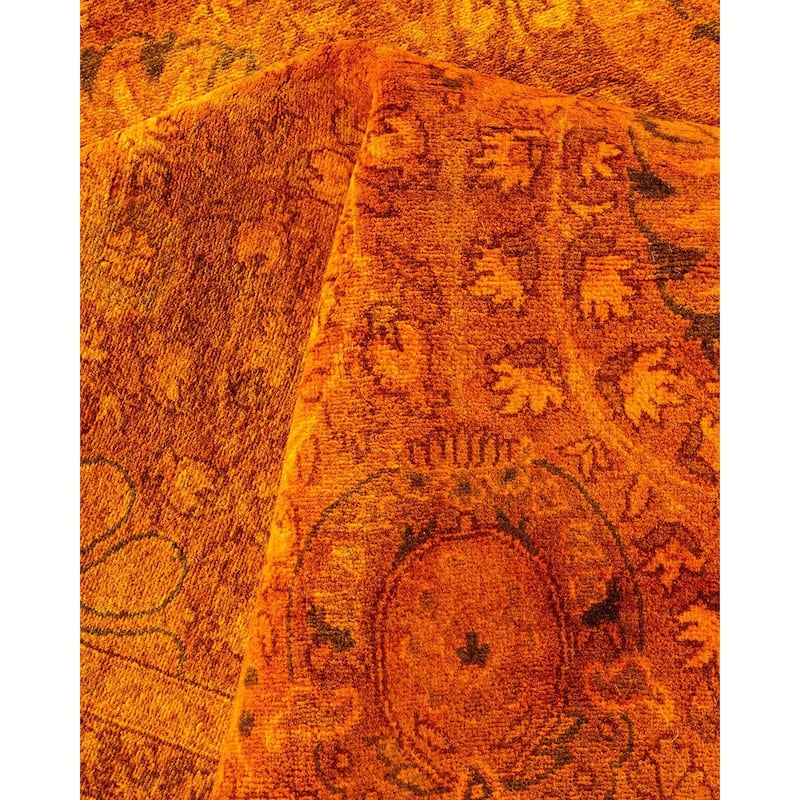 Overton Handknotted Wool Vintage Inspired Contemporary Overdyed Orange Area Rug - 18' 2" x 11' 10"