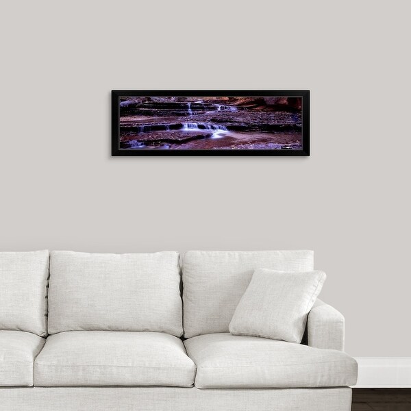 "Stream flowing through rocks, North Creek, Zion National Park, Utah" Black Framed Print