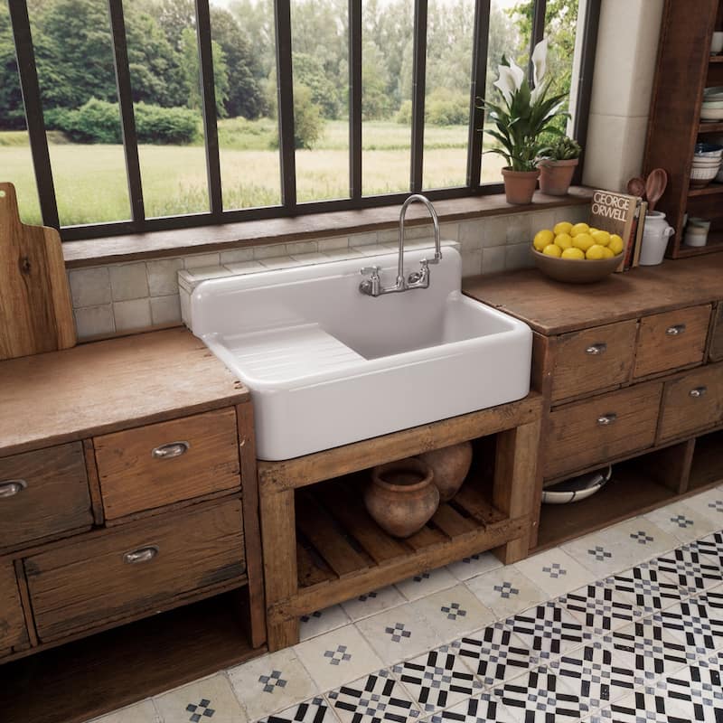 Whitehaus 42" Single Bowl Fireclay Kitchen Or Utility Front Apron Sink