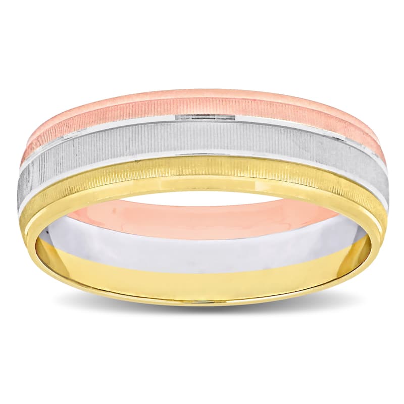 Miadora 6mm Brushed Finish Wedding Band in 14k 3-Tone Gold