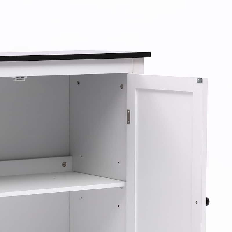 White MDF Wood 2-Door Bathroom Storage Cabinet with an Adjustable Shelf - 32.3" H x 31.5" W x 14.6" D