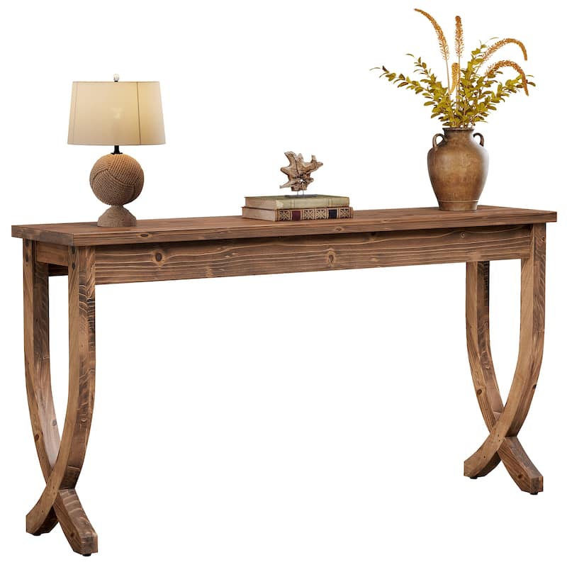 63-Inch Solid Wood Console Table Farmhouse Sofa Table for Entryway