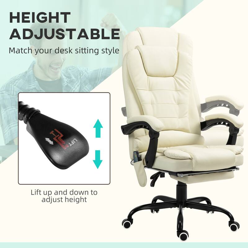 7-Point Vibrating Massage Office Chair, High Back Computer Chair with Lumbar Support, Reclining Chair with Footrest