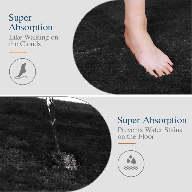 Bathroom Rug Non Slip Bath Mat for Bathroom, Water Absorbent Soft Microfiber Shaggy Bathroom Mat Machine Washable Bath Rug