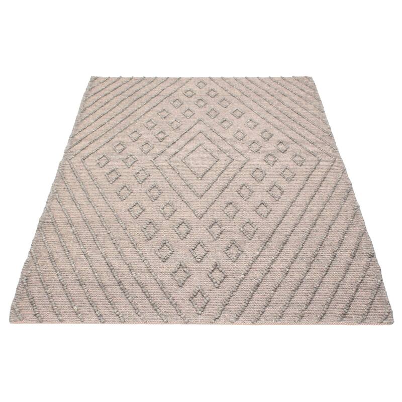ECARPETGALLERY Braid weave Sienna Grey Wool Rug - 6'1 x 8'5