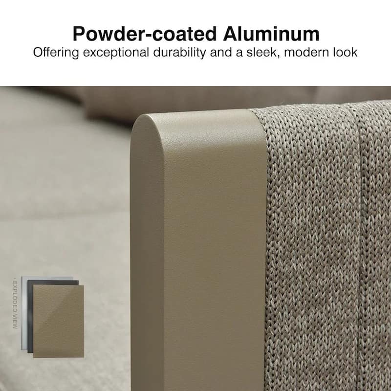 PURPLE LEAF Sanori Patio Conversation Set with Grey Ottoman and Cushion Patio Sofas Sectional Set for Poolside Graden