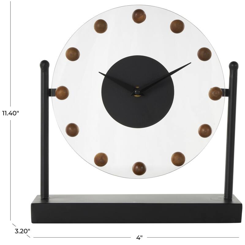 Metal Acrylic Face Clock with Wood Ball Accents - Gold or Black - Roche River Decor