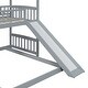 preview thumbnail 12 of 34, Twin Bunk Bed with Slide, Storage Steps, and Drawers, Playhouse Design - Grey
