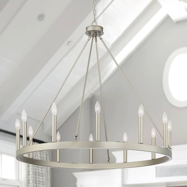 The Gray Barn Highclere 12-light Wagon Wheel Chandelier - 40"x40"x35.93" - Antique Silver
