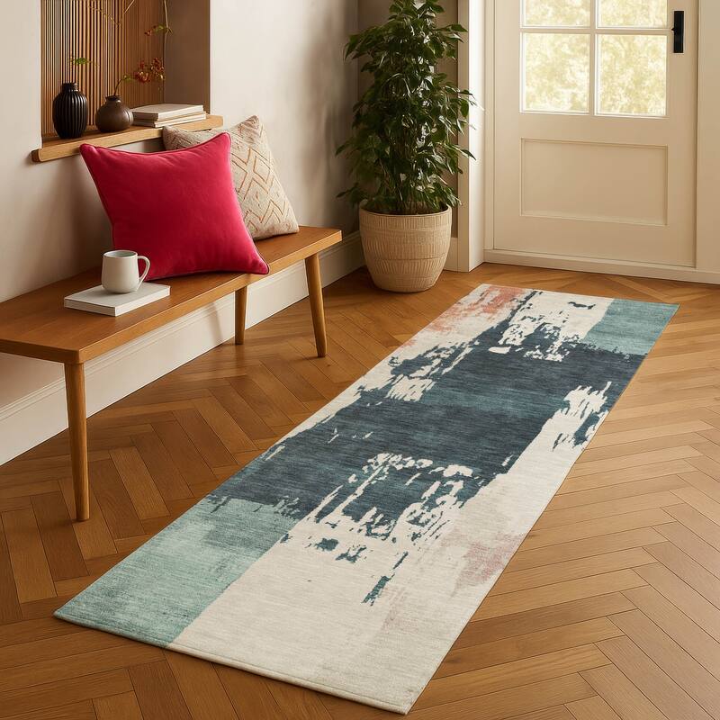Machine Washable Indoor/ Outdoor Contemporary Fusion Chantille Rug