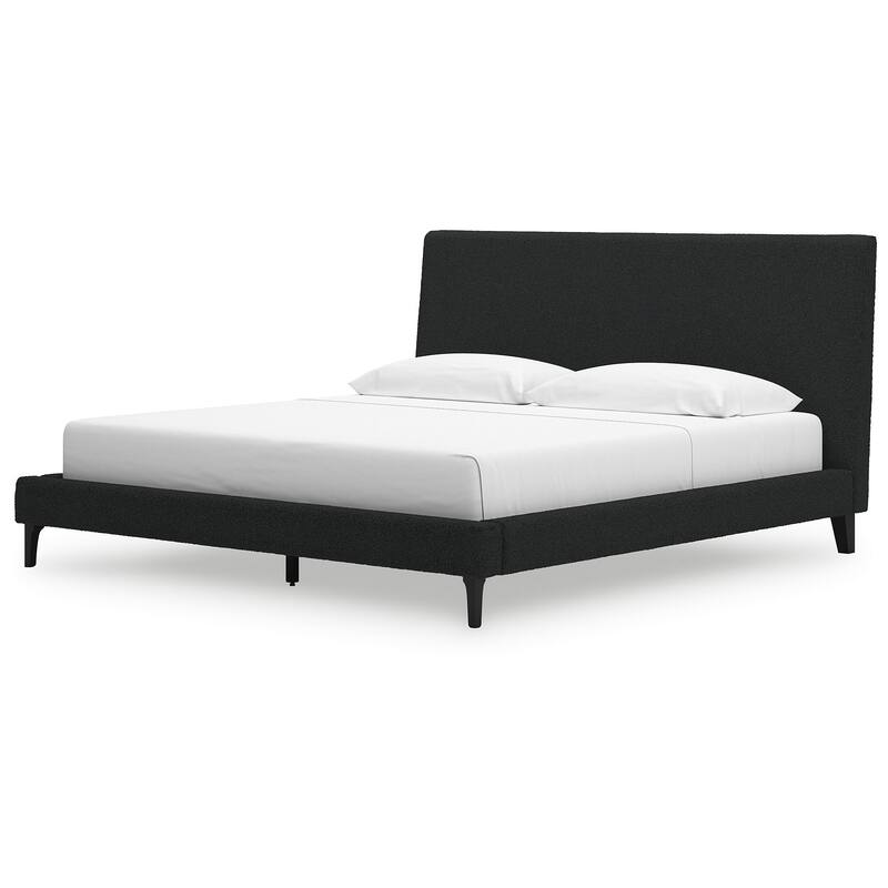 Signature Design by Ashley Cadmori Black Upholstered Bed with Roll Slats