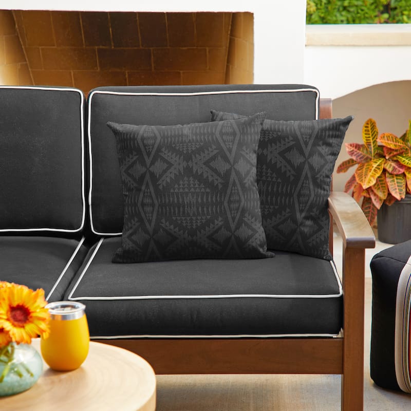 Sorra Home Sunbrella Pendleton Outdoor Knife Edge Pillow Set of 2 - 16 in H x 16 in W x 6 in D - Diamond River Char