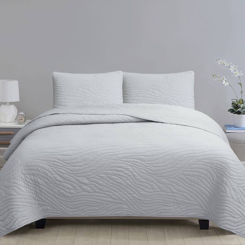 Calista Quilt Set - Grey - Full - Queen