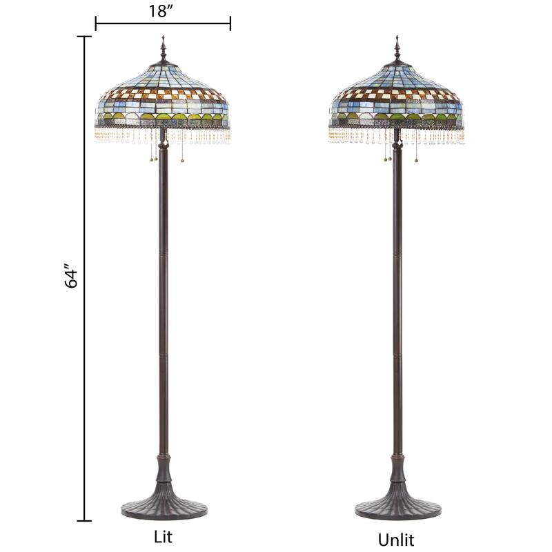 Victoria River of Goods Multicolor Stained Glass Dome Shade 64-Inch Floor Lamp - 18" x 18" x 64"