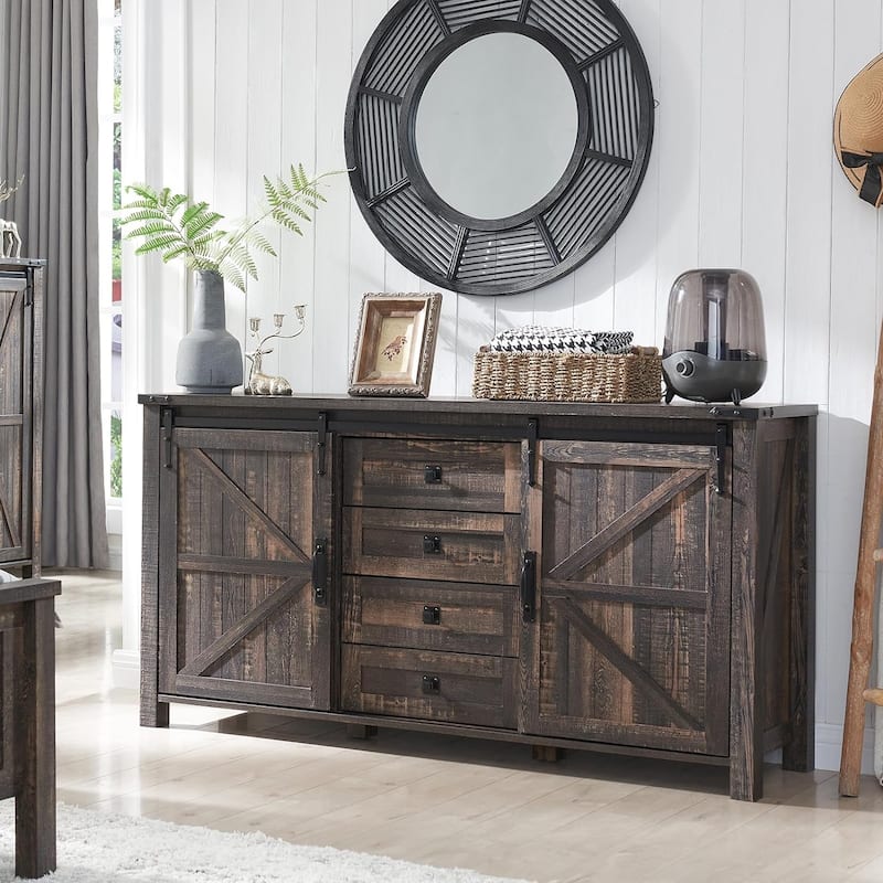 Farmhouse Dresser, Chest of Drawer, Dresser TV Stand, Storage Dresser - Dark Rustic Oak
