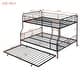 dimension image slide 1 of 2, Full XL Over Queen Metal Bunk Bed w/ Twin Size Trundle, Dorm Convertible Heavy-Duty Iron Bed Frame w/ Ladder & Safety Guardrails