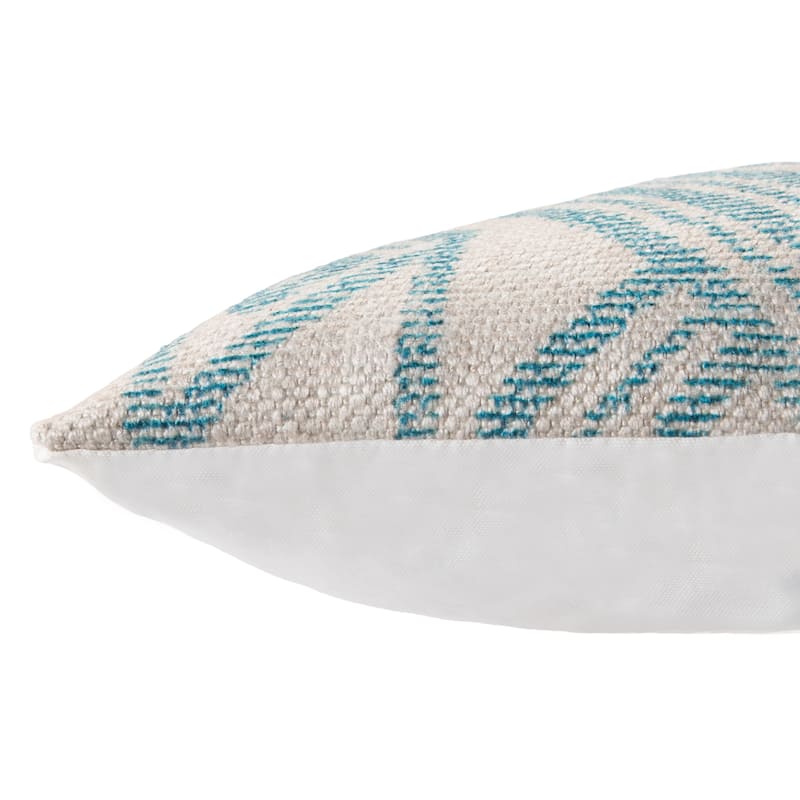 Nikki Chu Malae Indoor/ Outdoor Tribal Turquoise/ Cream Throw Pillow