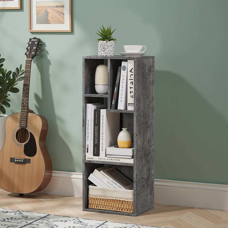 Javlergo Set of 2 Modern 4-Tier Bookshelves Asymmetric Storage Shelf Horizontal or Vertical Bookcase for Living Room Bedroom