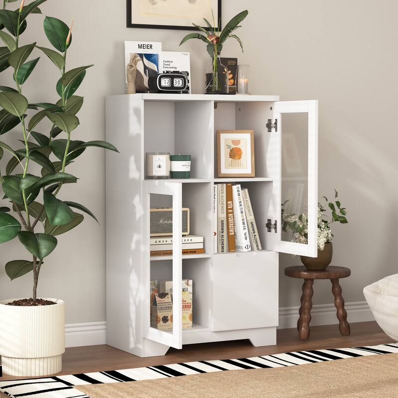 Modern Living Room Storage Cabinet with Doors and Shelves/Drawers,4 Colors