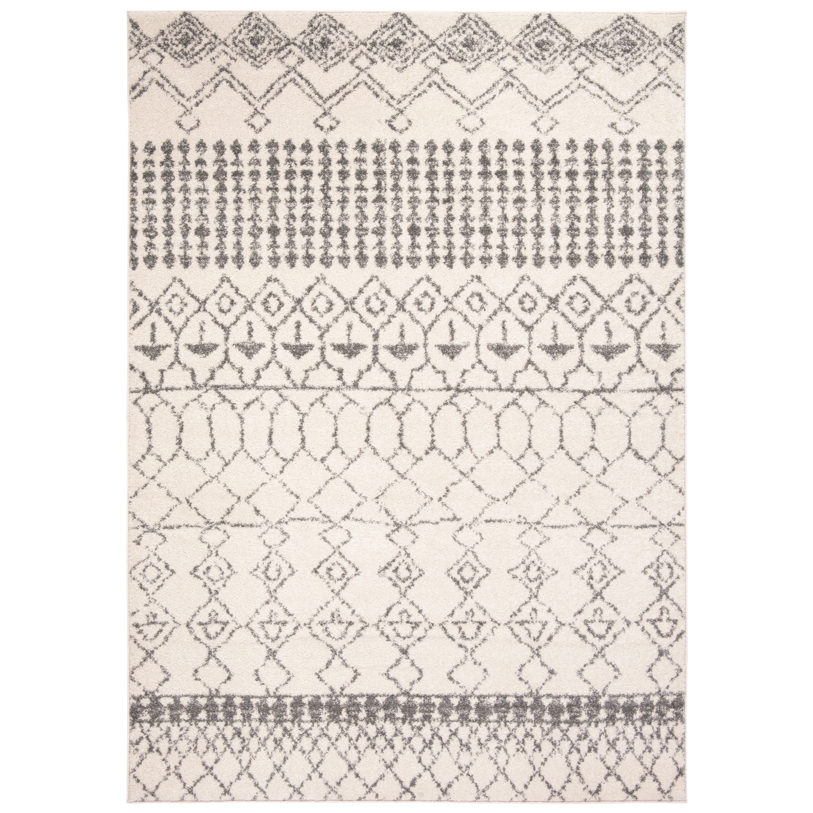 SAFAVIEH Tulum Giorgina Rustic Moroccan Boho Tribal Rug - Ivory/Grey - 4' x 6'
