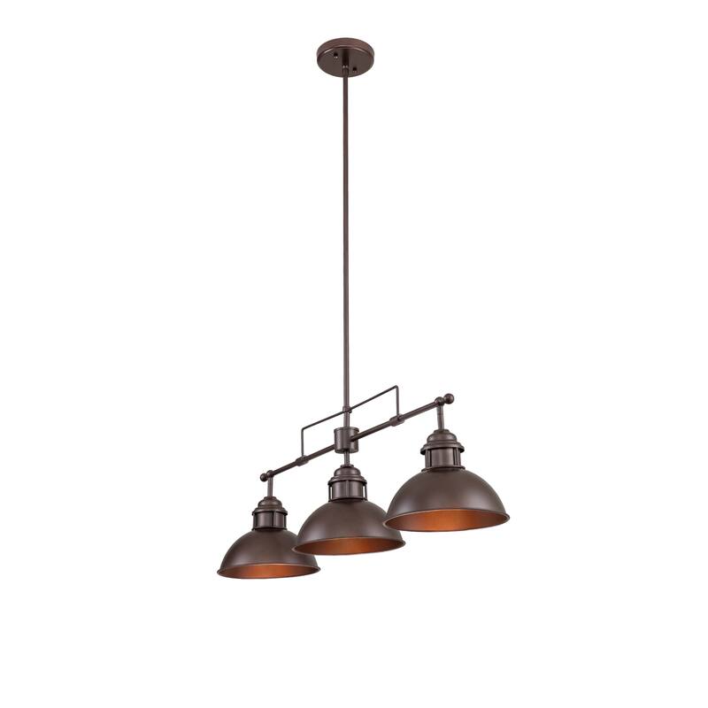 3-Light Modern Industrial Metal Linear Dome Island Pendant Light for Kitchen Island, Pool Table, Dining Room