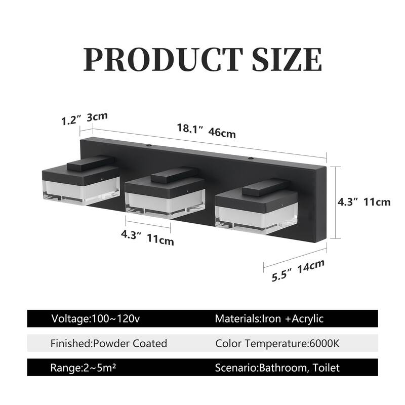 Modern LED Vanity Light, 3-Lights Wall Sconce for Bathroom and Mirror, Sleek Minimalist Design, Energy-Efficient