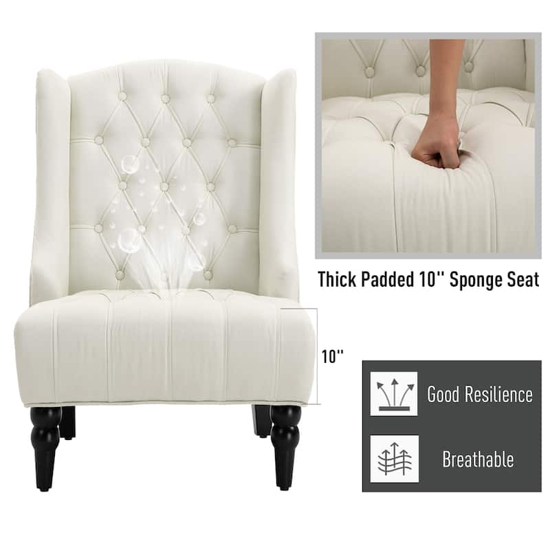 Copper Grove Erin Tufted Linen Upholstered Tall Wingback Accent Chair