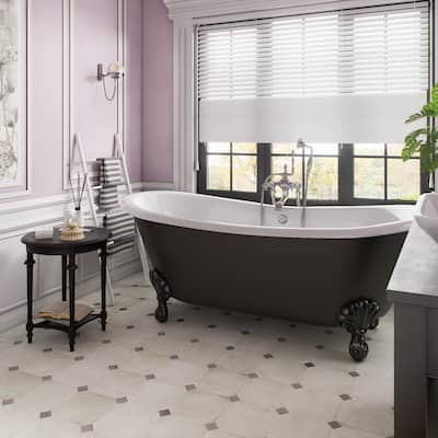 Merola Tile Laverton Octagon Nieve with Taco Gris 7-7/8" x 7-7/8" Porcelain Floor and Wall Tile
