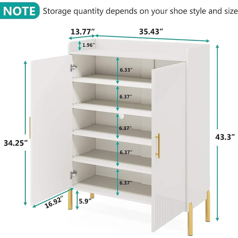 Large Shoe Cabinet, 30 Pairs Entryway Shoe Storage Cabinet with Doors, 6-Tier Shoes Rack
