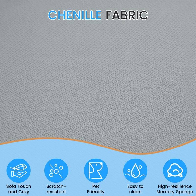 Mixoy 112" Curved Modular Sectional Sofa in Chenille Fabric Modern Minimalist Design Compressed No Assembly Required