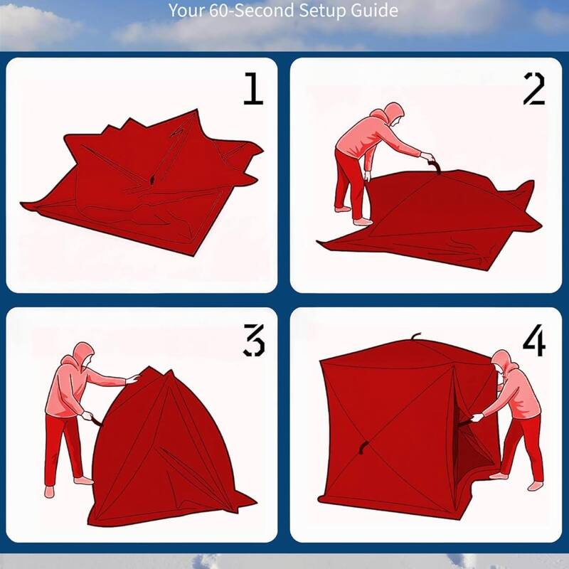 Pop Up Thermal Insulated Hub Tent, Ice Fishing Shelter for 6-8 Persons