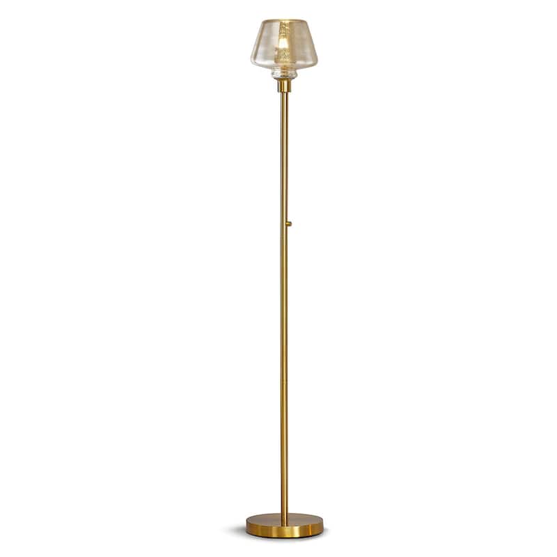 Cafe 71"H LED Dimmable Glass Shade Torchiere Floor Lamp with LED Bulb - Brass/MercuryGlassShade