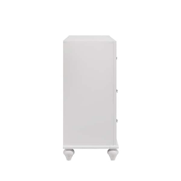 white glitter dresser Furniture of America Wellan Modern 2-Piece Dresser and Mirror Set in White