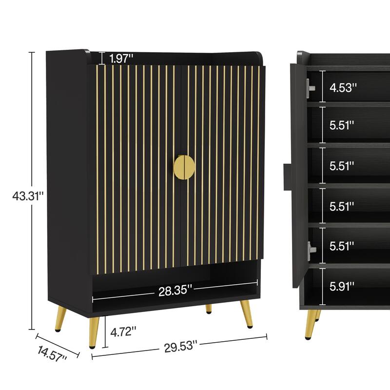 6-Tier Shoe Cabinet with Doors and Adjustable Shelves