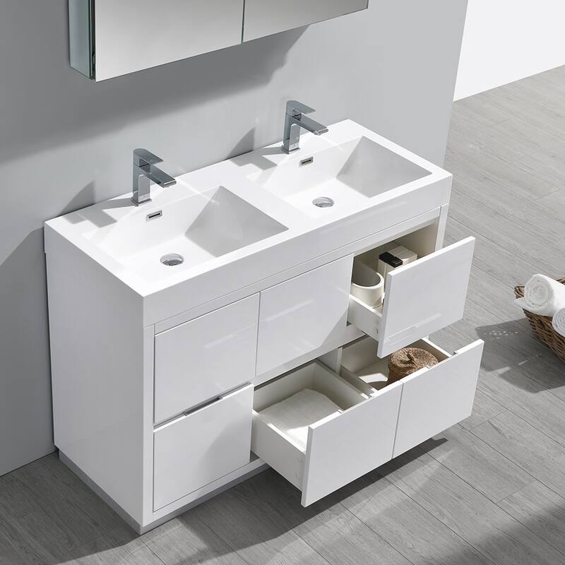 Fresca Senza 48" Double Vanity Set with Wood Cabinet and Acrylic