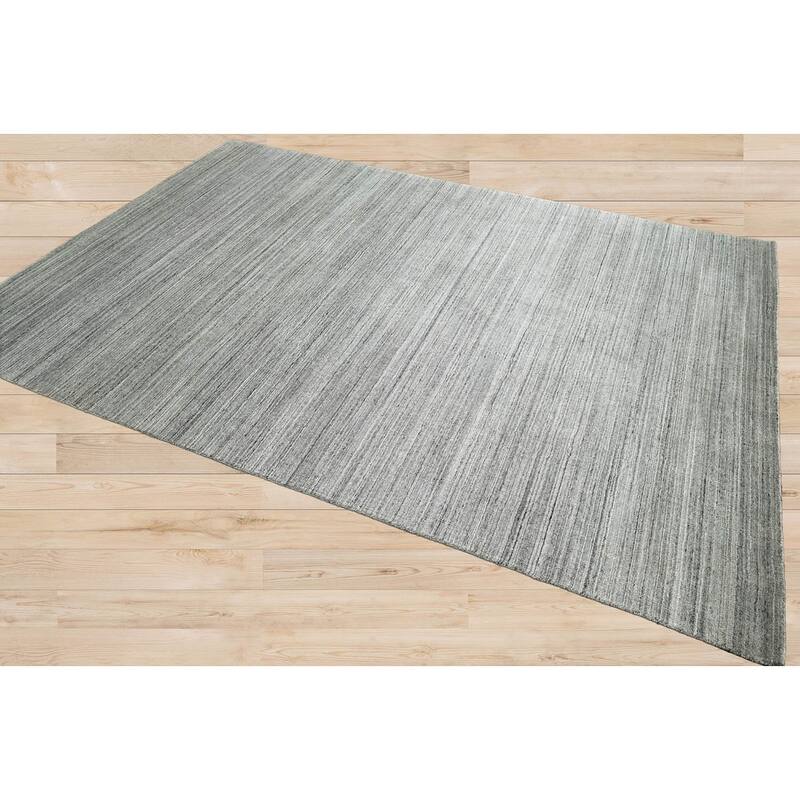 Hand Knotted Tone On Tone Gray Tibetan Wool Modern Oriental Area Rug