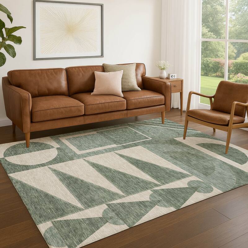 Machine Washable Indoor/ Outdoor Modern Crowley Chantille Rug
