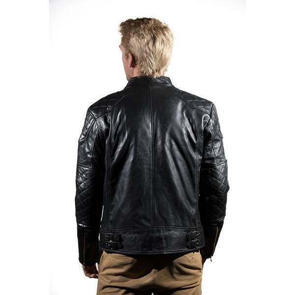 Shop Wolf Pac Mens Leather Jacket Slim Fit Stand Collar Moto