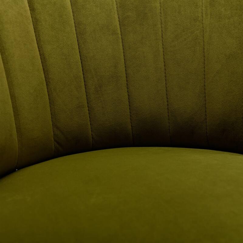 360° Swivel Velvet Barrel Sofa Chair with Wide Upholstered and Angled Armrests