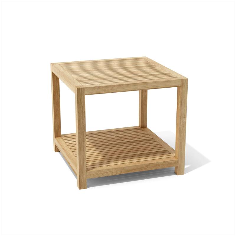 HomeRoots 22" Natural Square Solid Wood Outdoor Side Table