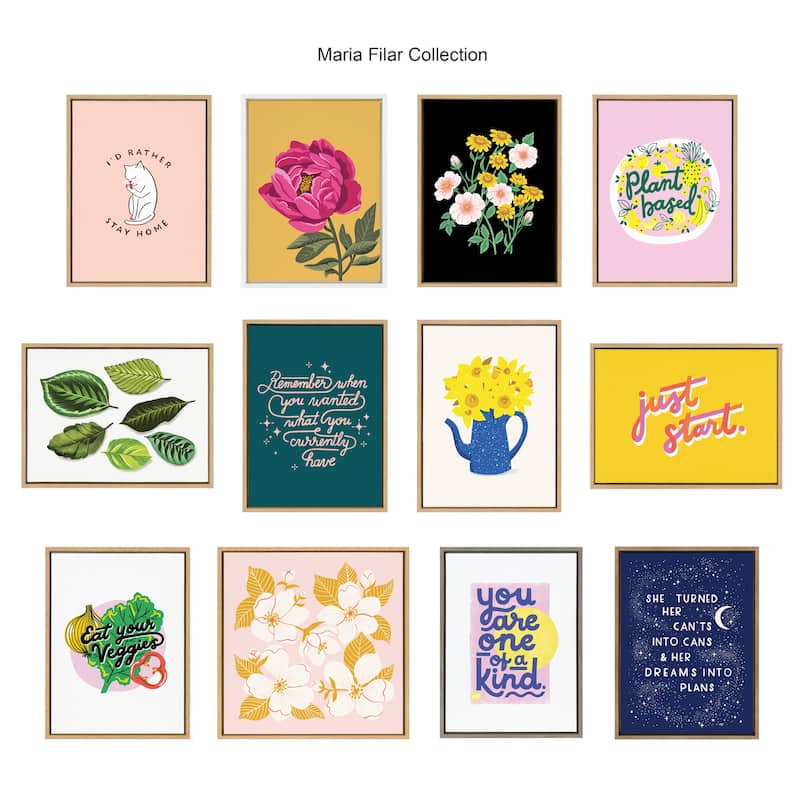 Kate and Laurel Sylvie Bright Peony Framed Canvas by Maria Filar