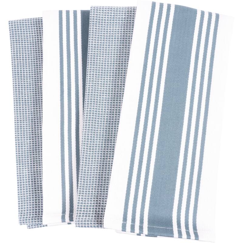 KAF Home Set of 4 Centerband and Waffle Kitchen Towels, 18"x28"
