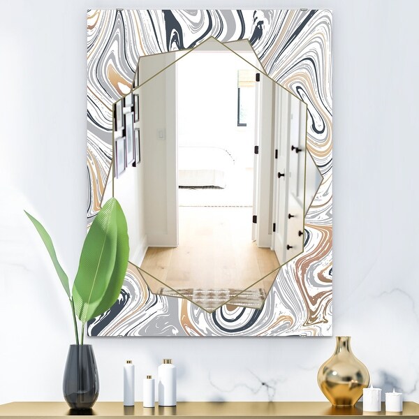 Designart Marbled Diamond 14 Modern Mirror Contemporary Large