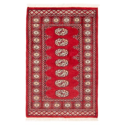 ECARPETGALLERY Hand-knotted Finest Peshawar Bokhara Red Wool Rug - 2'8 x 4'0