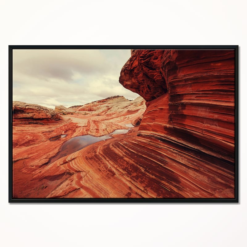 Designart "Vermillion Cliffs At Dawn View" Oversized Landscape Framed Canvas Art