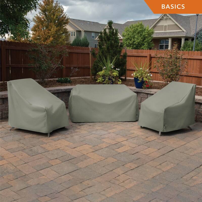 Modern Leisure Basics Patio Loveseat Cover, Small, 55"L X 33"W X 38"H, 2-Pack, Sage - 55"L x 33"W x 38"H