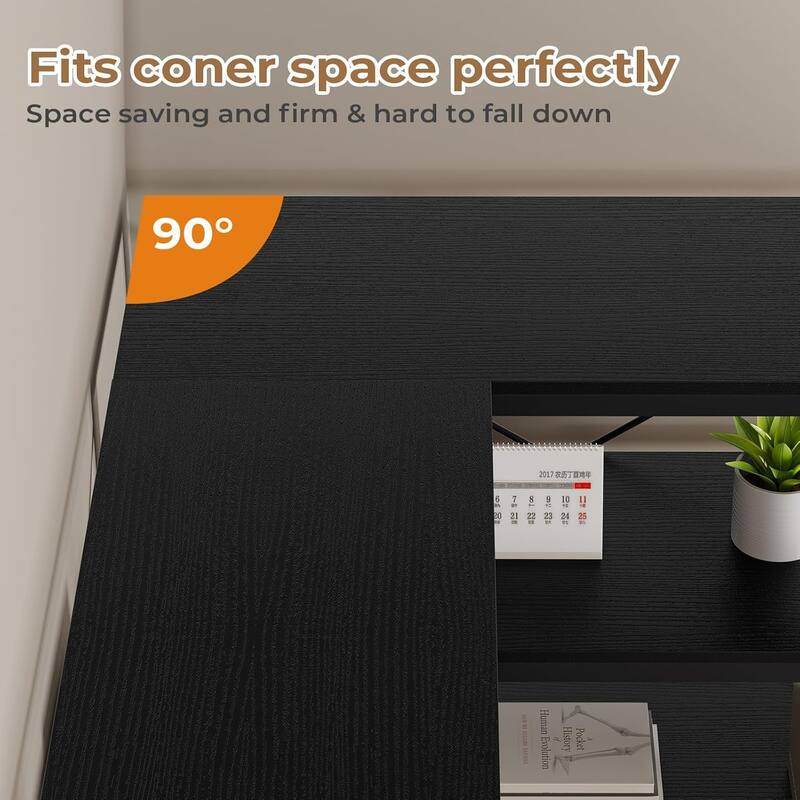 Corner Bookshelf 6 Fabric Drawers Bookcase Display Shelf