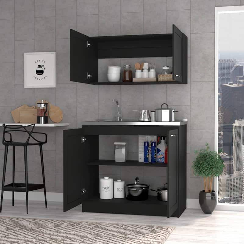 Cambridge 2-piece Rectangle Cabinet Set Black Wengue