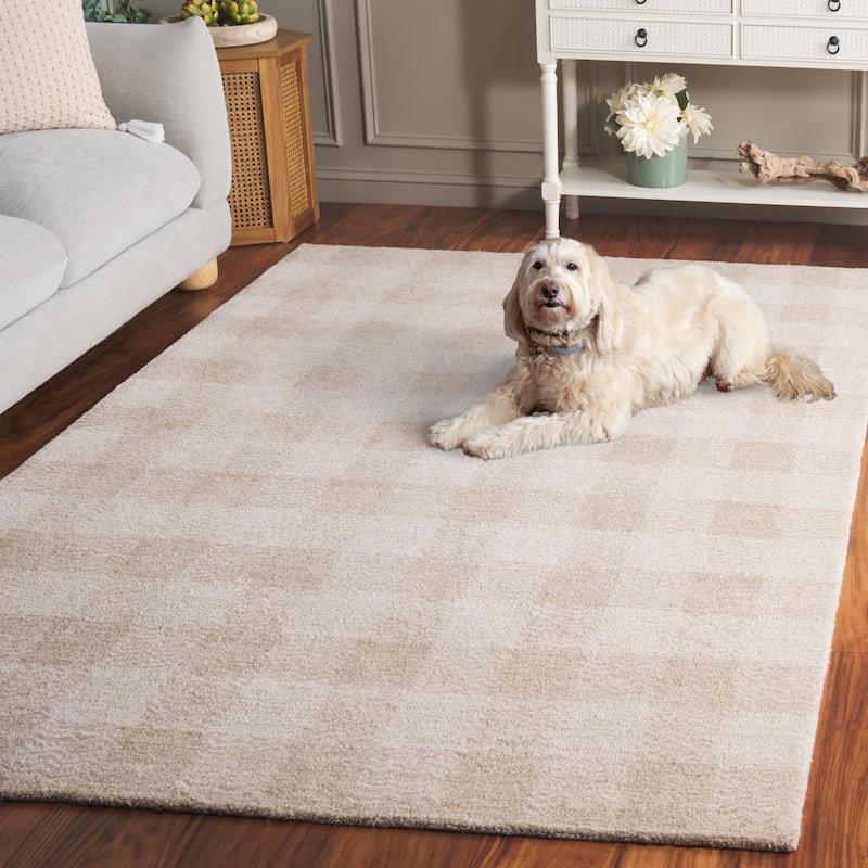 SAFAVIEH Handmade Genre Majlinda Farmhouse Gingham Wool Rug