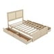 preview thumbnail 10 of 46, Rattan Platform Bed Frame with 4 Storage Drawers and Wooden Rattan Headboard for Kids, No Box Spring Needed